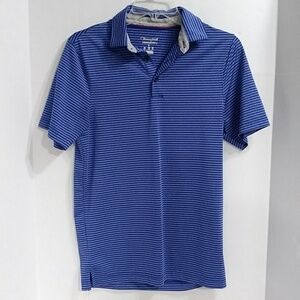 *GUC* Men's Champion Blue Striped Short Sleeve Polo Shirt Size S